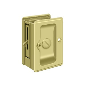 Deltana 3-1/4" x 2 1/4" Heavy Duty Pocket Door Privacy Lock; Adjustable in Polished Brass finish