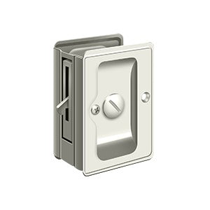 Deltana 3-1/4" x 2 1/4" Heavy Duty Pocket Door Privacy Lock; Adjustable in Polished Nickel finish