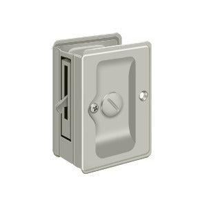 Deltana 3-1/4" x 2 1/4" Heavy Duty Pocket Door Privacy Lock; Adjustable in Satin Nickel finish