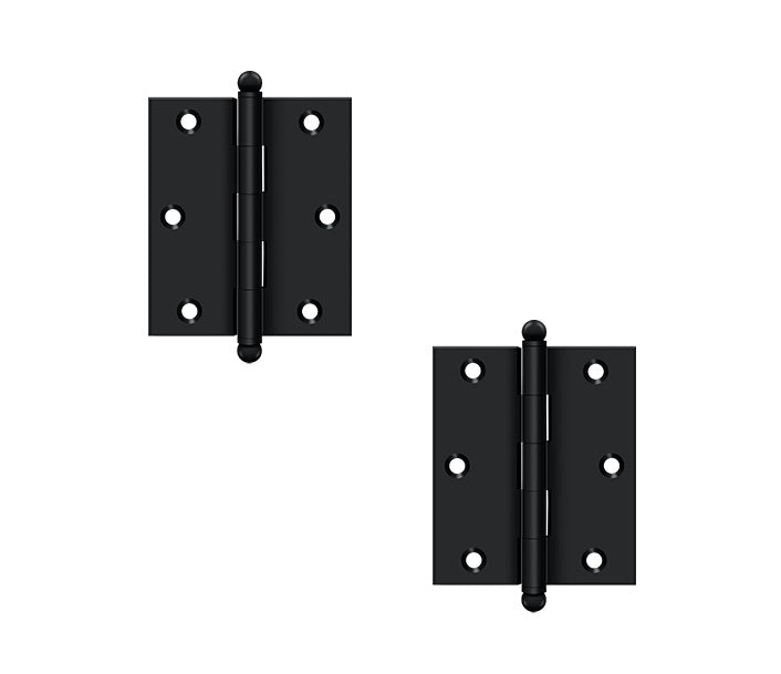 Deltana 3" x 2 1/2" Hinge with Ball Tips (Pair) in Flat Black finish