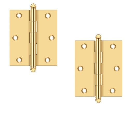 Deltana 3" x 2 1/2" Hinge with Ball Tips (Pair) in PVD Polished Brass finish