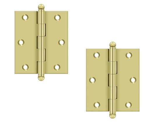Deltana 3" x 2 1/2" Hinge with Ball Tips (Pair) in Polished Brass finish