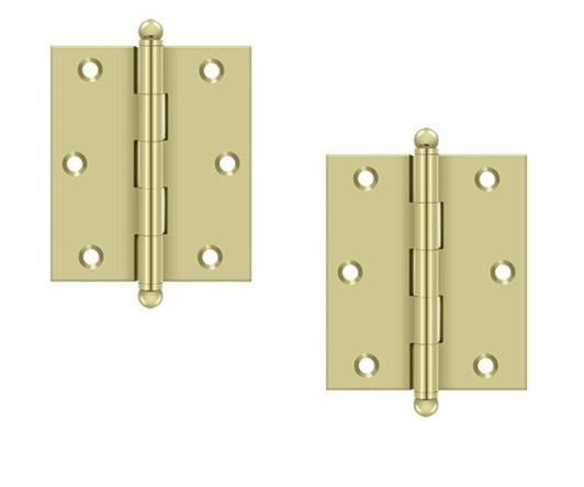 Deltana 3" x 2 1/2" Hinge with Ball Tips (Pair) in Unlacquered Brass finish