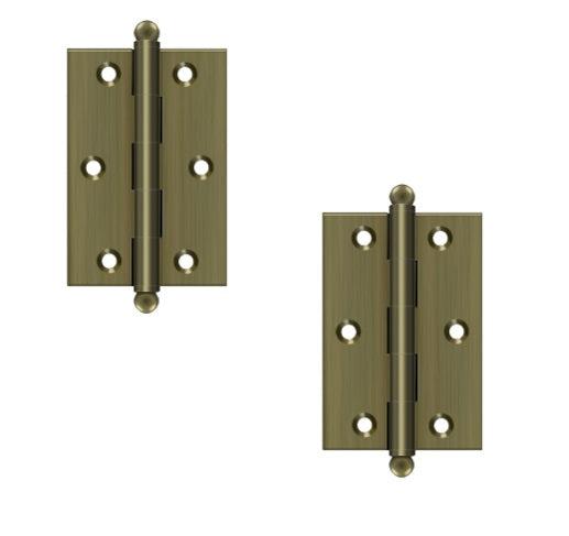 Deltana 3" x 2" Hinge with Ball Tips (Pair) in Antique Brass finish