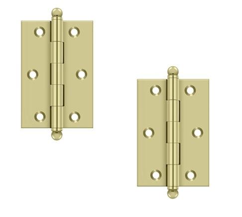 Deltana 3" x 2" Hinge with Ball Tips (Pair) in Unlacquered Brass finish