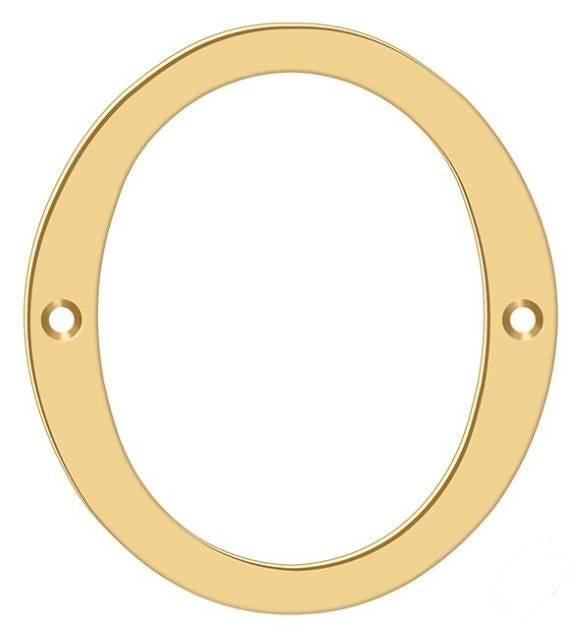 Deltana 4" House Number, Solid Brass, No. 0 in PVD Polished Brass finish