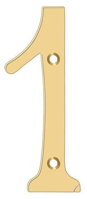 Deltana 4" House Number, Solid Brass, No. 1 in PVD Polished Brass finish