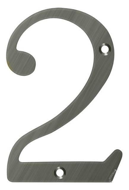 Deltana 4" House Number, Solid Brass, No. 2 in Antique Nickel finish