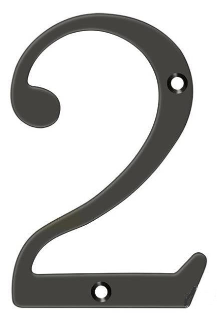 Deltana 4" House Number, Solid Brass, No. 2 in Oil Rubbed Bronze finish