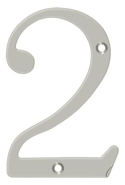 Deltana 4" House Number, Solid Brass, No. 2 in Satin Nickel finish