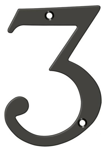 Deltana 4" House Number, Solid Brass, No. 3 in Oil Rubbed Bronze finish