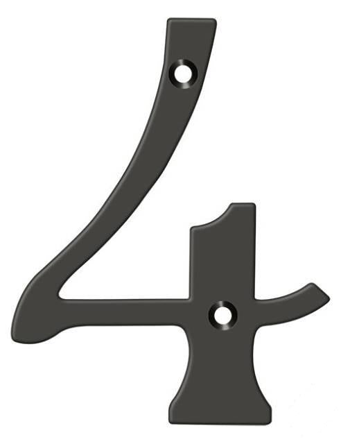 Deltana 4" House Number, Solid Brass, No. 4 in Oil Rubbed Bronze finish