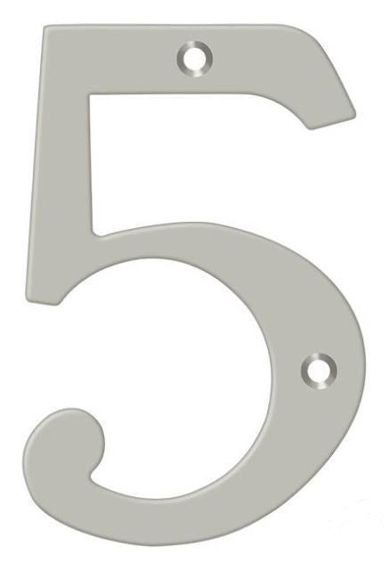 Deltana 4" House Number, Solid Brass, No. 5 in Satin Nickel finish