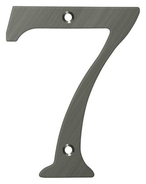 Deltana 4" House Number, Solid Brass, No. 7 in Antique Nickel finish