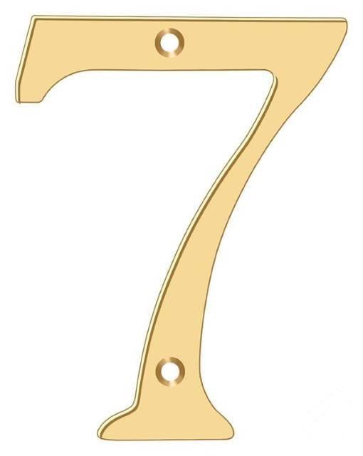 Deltana 4" House Number, Solid Brass, No. 7 in PVD Polished Brass finish