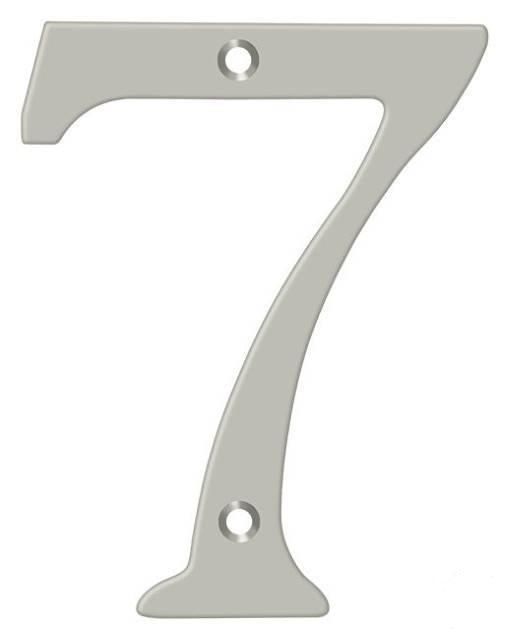 Deltana 4" House Number, Solid Brass, No. 7 in Satin Nickel finish