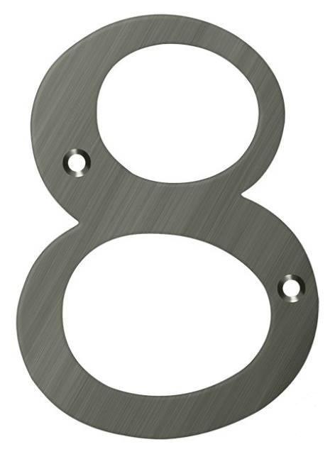 Deltana 4" House Number, Solid Brass, No. 8 in Antique Nickel finish