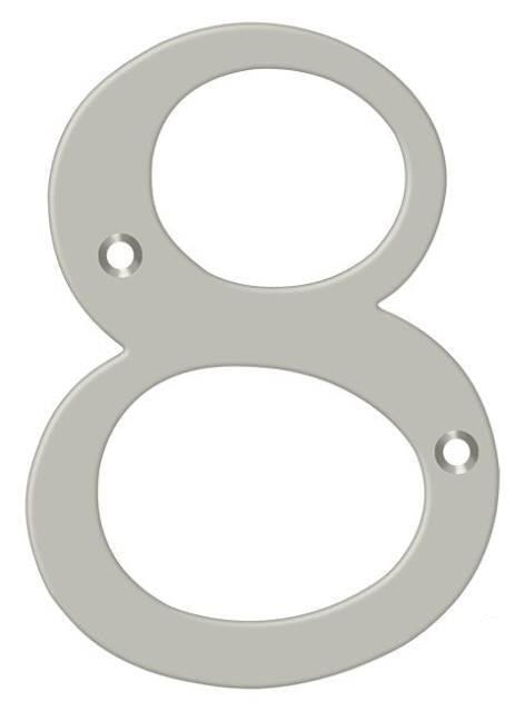 Deltana 4" House Number, Solid Brass, No. 8 in Satin Nickel finish