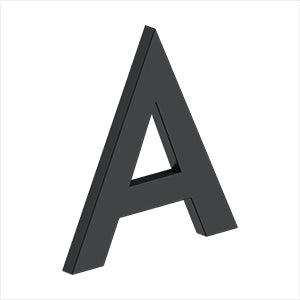 Deltana 4" Letter A, Modern B Series with Risers, Stainless Steel in Paint Black finish