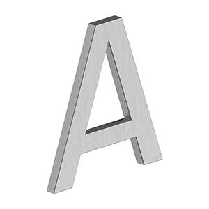 Deltana 4" Letter A, Modern E Series with Risers, Stainless Steel in Brushed Stainless Steel finish