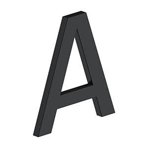 Deltana 4" Letter A, Modern E Series with Risers, Stainless Steel in Paint Black finish