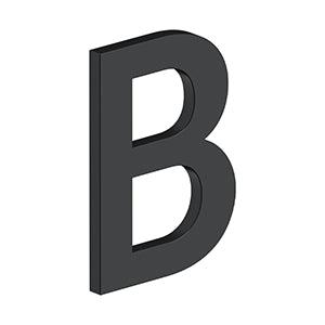 Deltana 4" Letter B, Modern B Series with Risers, Stainless Steel in Paint Black finish