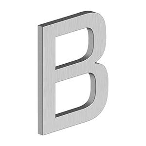 Deltana 4" Letter B, Modern E Series with Risers, Stainless Steel in Brushed Stainless Steel finish