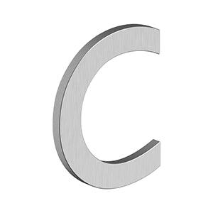 Deltana 4" Letter C, Modern B Series with Risers, Stainless Steel in Brushed Stainless Steel finish