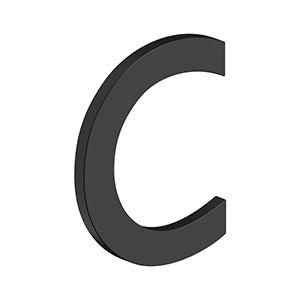Deltana 4" Letter C, Modern B Series with Risers, Stainless Steel in Paint Black finish