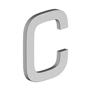 Deltana 4" Letter C, Modern E Series with Risers, Stainless Steel in Brushed Stainless Steel finish