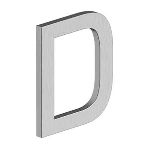 Deltana 4" Letter D, Modern E Series with Risers, Stainless Steel in Brushed Stainless Steel finish