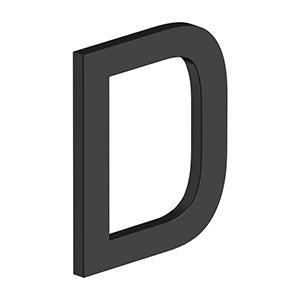 Deltana 4" Letter D, Modern E Series with Risers, Stainless Steel in Paint Black finish