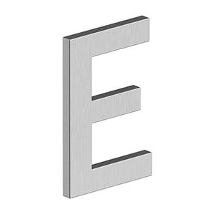 Deltana 4" Letter E, Modern B Series with Risers, Stainless Steel in Brushed Stainless Steel finish