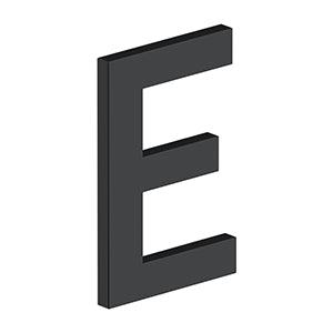 Deltana 4" Letter E, Modern B Series with Risers, Stainless Steel in Paint Black finish