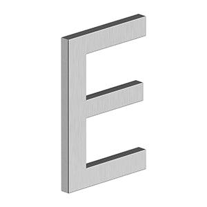 Deltana 4" Letter E, Modern E Series with Risers, Stainless Steel in Brushed Stainless Steel finish