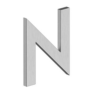 Deltana 4" Letter N, Modern B Series with Risers, Stainless Steel in Brushed Stainless Steel finish