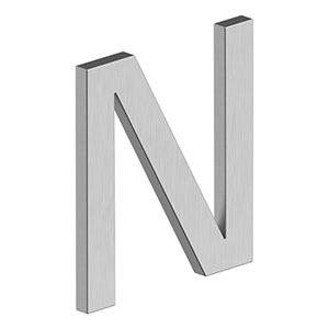 Deltana 4" Letter N, Modern E Series with Risers, Stainless Steel in Brushed Stainless Steel finish