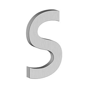 Deltana 4" Letter S, Modern B Series with Risers, Stainless Steel in Brushed Stainless Steel finish