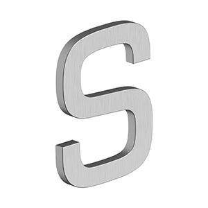 Deltana 4" Letter S, Modern E Series with Risers, Stainless Steel in Brushed Stainless Steel finish
