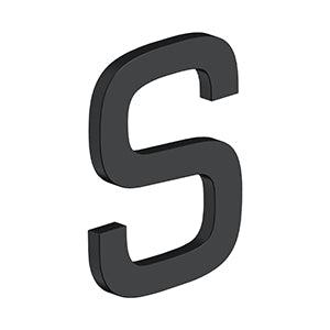 Deltana 4" Letter S, Modern E Series with Risers, Stainless Steel in Paint Black finish