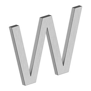 Deltana 4" Letter W, Modern E Series with Risers, Stainless Steel in Brushed Stainless Steel finish