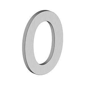 Deltana 4" Modern B Series House Number with Risers, Stainless Steel, No. 0 in Brushed Stainless Steel finish