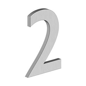 Deltana 4" Modern B Series House Number with Risers, Stainless Steel, No. 2 in Brushed Stainless Steel finish
