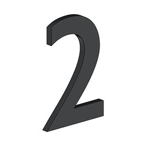 Deltana 4" Modern B Series House Number with Risers, Stainless Steel, No. 2 in Paint Black finish