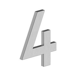 Deltana 4" Modern B Series House Number with Risers, Stainless Steel, No. 4 in Brushed Stainless Steel finish