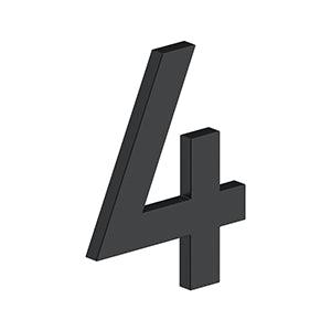 Deltana 4" Modern B Series House Number with Risers, Stainless Steel, No. 4 in Paint Black finish