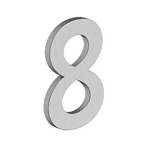Deltana 4" Modern B Series House Number with Risers, Stainless Steel, No. 8 in Brushed Stainless Steel finish