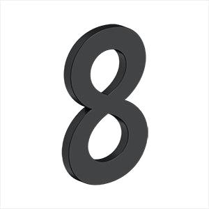 Deltana 4" Modern B Series House Number with Risers, Stainless Steel, No. 8 in Paint Black finish