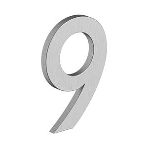 Deltana 4" Modern B Series House Number with Risers, Stainless Steel, No. 9 in Brushed Stainless Steel finish