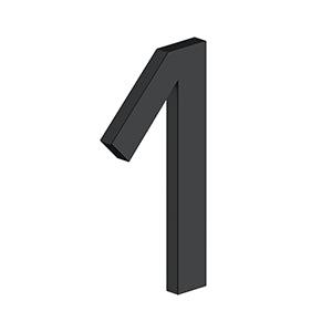 Deltana 4" Modern E Series House Number with Risers, Stainless Steel, No. 1 in Paint Black finish